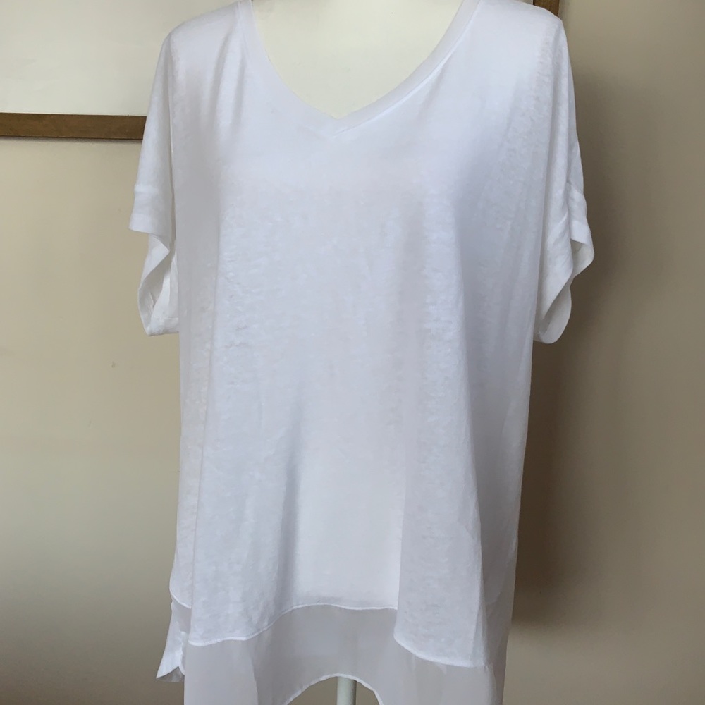 semi-sheer white plus size blouse